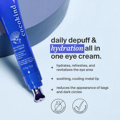 Cocokind Revitalizing Eye Cream – Hydrating & Depuffing Eye Cream with Cooling Metal Applicator for Fine Lines & Wrinkles (0.5 fl oz)