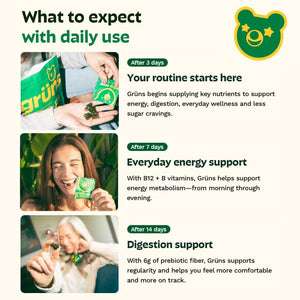 Gruns Adults Super Greens Gummies, Multivitamin Superfood Gummy Bears, Spirulina, Chlorella, Prebiotics & Fiber Gummies for Digestive Health, Adaptogens Supplement, 20 Vitamins & Minerals, 10 Count Grüns buy supplements Au