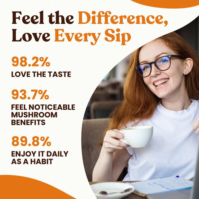 Venture Pal Mushroom Coffee, 12 Mushrooms, Focus & Digestion, 40 Servings - 12 Adaptogenic Mushrooms with Lion's Mane, Cordyceps, Reishi, Turkey Tail, Ashwagandha & Probiotics, Low Caffeine & Calories