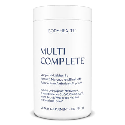 BodyHealth Multi Complete (120 Ct) Daily Multivitamin for Men and Women with Whole Foods, Minerals, Antioxidants, Organic Green Food Concentrates, and Liver Detox Extracts, Non GMO