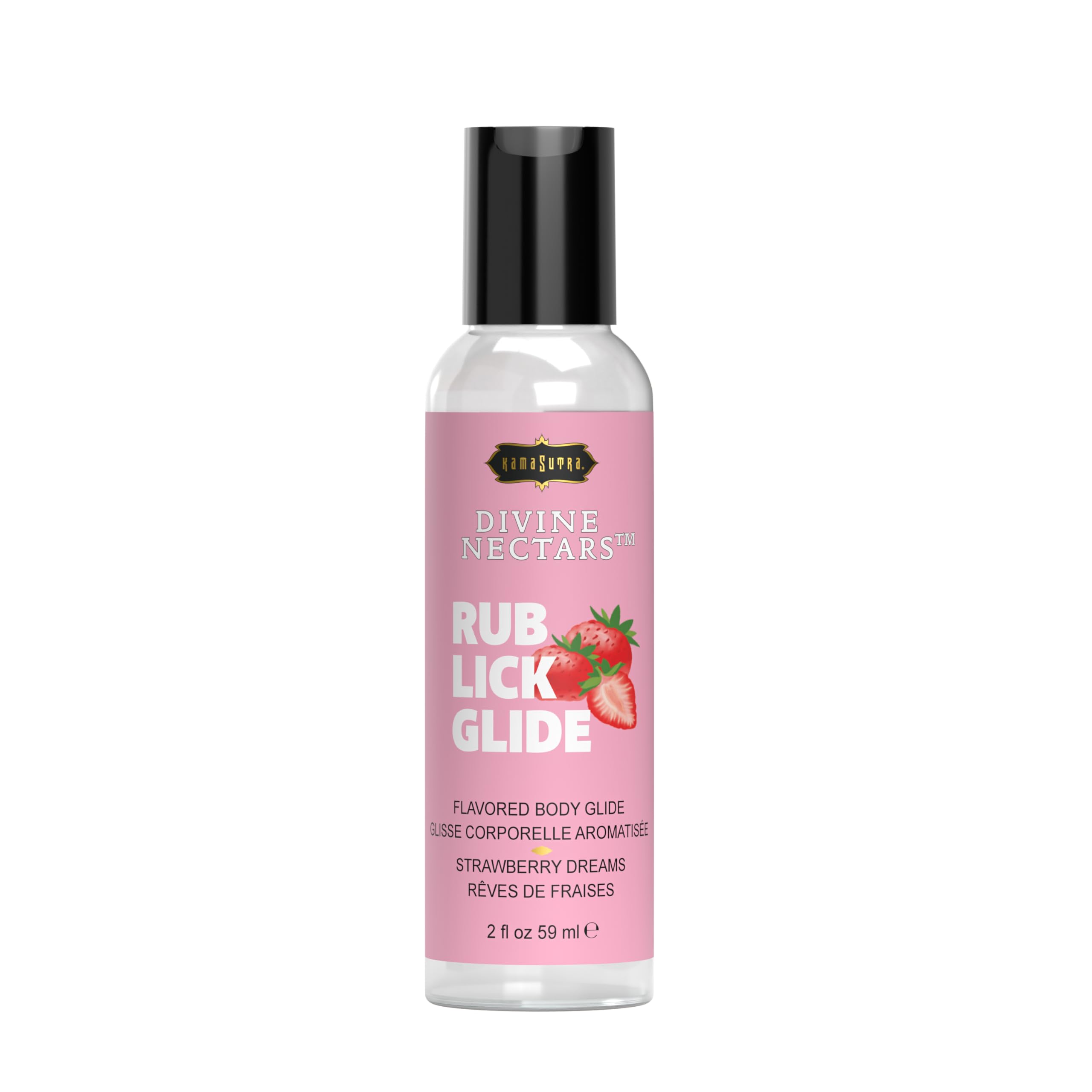 Kama Sutra Divine Nectars Strawberry Dreams 2 fl oz - Flavored 3-in-1: Use Oral, Massage, Water Based for Couples, Women, and Men. Body Topping Manufactured in USA. Ideal for Foreplay.