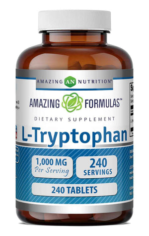 Amazing Formulas L-Tryptophan 1000mg Tablets Supplement - Non-GMO - Gluten Free - Made in USA (240 Count)