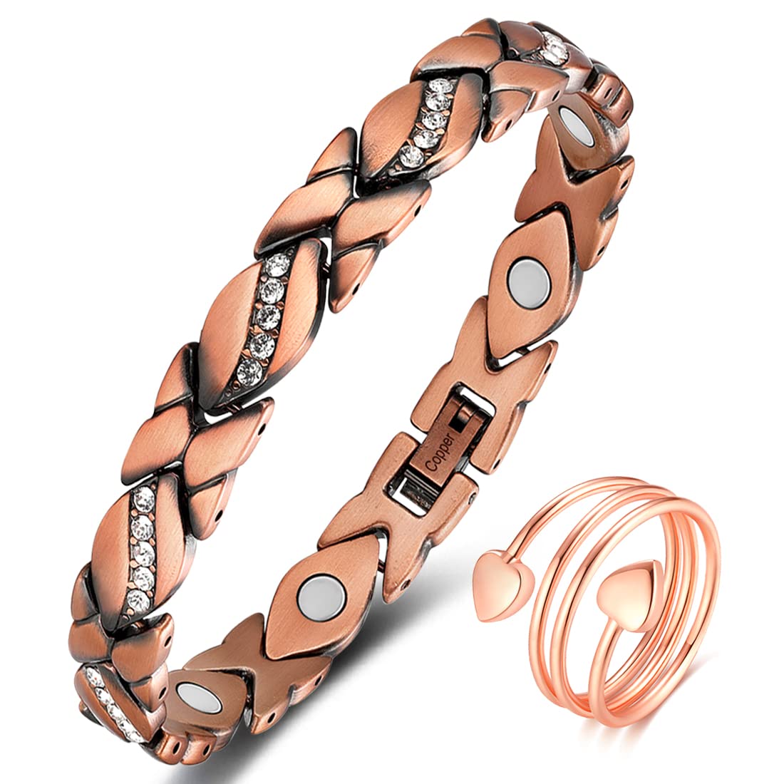 Vicmag Copper Bracelet for Women 99.9% Solid Pure Copper Valentine's Day Gift for Her with Adjustment Tool