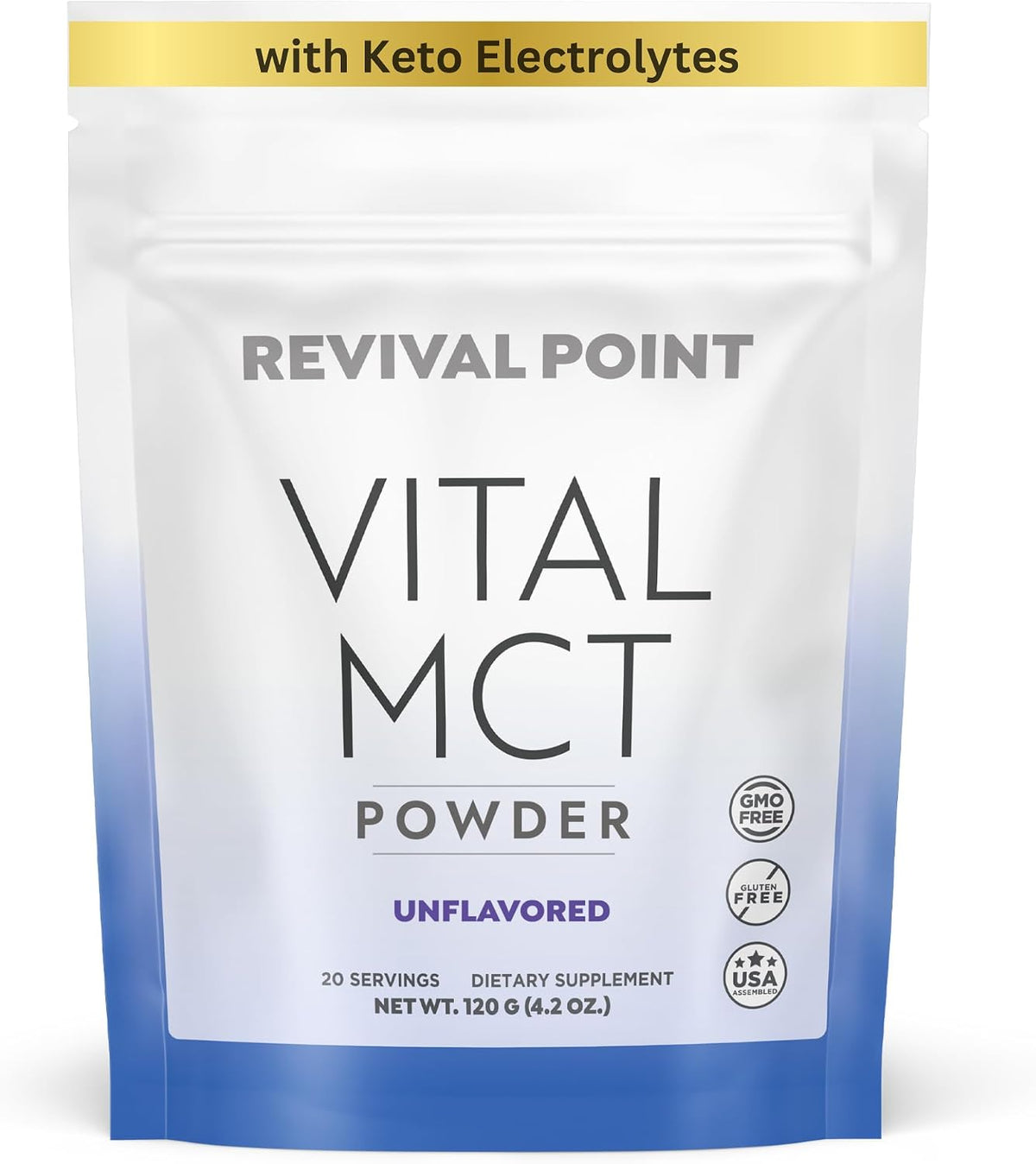 Premium Unflavored MCT Oil Powder with Keto Electrolytes- Creamer for Coffee, Tea, and Shakes- Includes 15x Bioavailable Chromium Picolinate, C10 and C8 MCT Oil Derived from Coconuts - 120 Grams