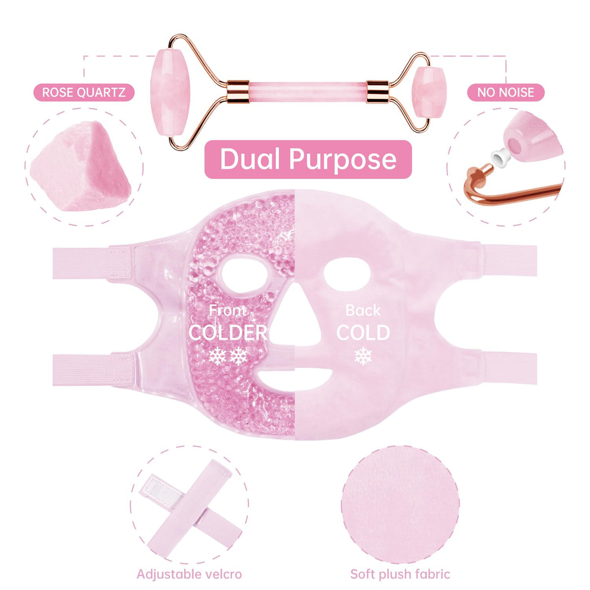 ZNÖCUETÖD 3-in-1 Face Sculpting Set – Ice Roller, Jade Roller & Cooling Gel Eye Mask Gift Set | For Puffiness, Wrinkles & Lifting