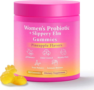 BURMINY Her Juicy Feminine Probiotics Gummies, Premium Feminine Balance Probiotics with Slippery Elm for Women's pH Balance and Freshness - Support Daily Wellness & Comfort 60 Pineapple Gummies