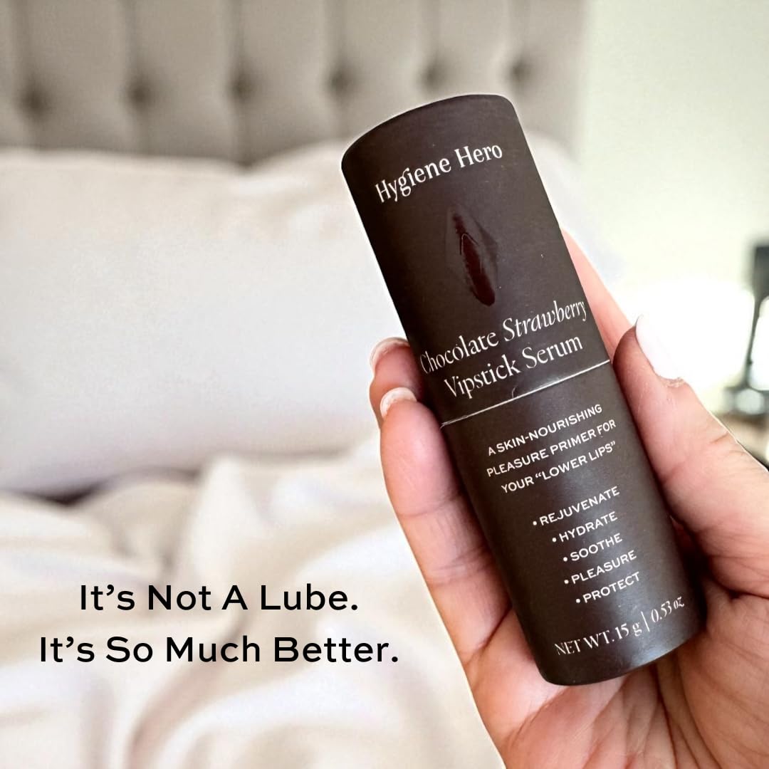 Hygiene Hero Vipstick Sexual Enhancer Serum for Women | Serum for Vulva | Intimate Grooming | Soothe, Hydrate and Protect Your Labia, Chocolate Strawberry, 0.53oz
