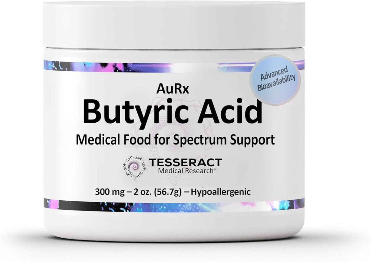 AuRx Autism Spectrum Medical Food Powder to Support Gut Health, Stabilized Butyric Acid Supplement in a Palatable-Tasting Powder for ASD Children, Hypoallergenic, 2 Ounces