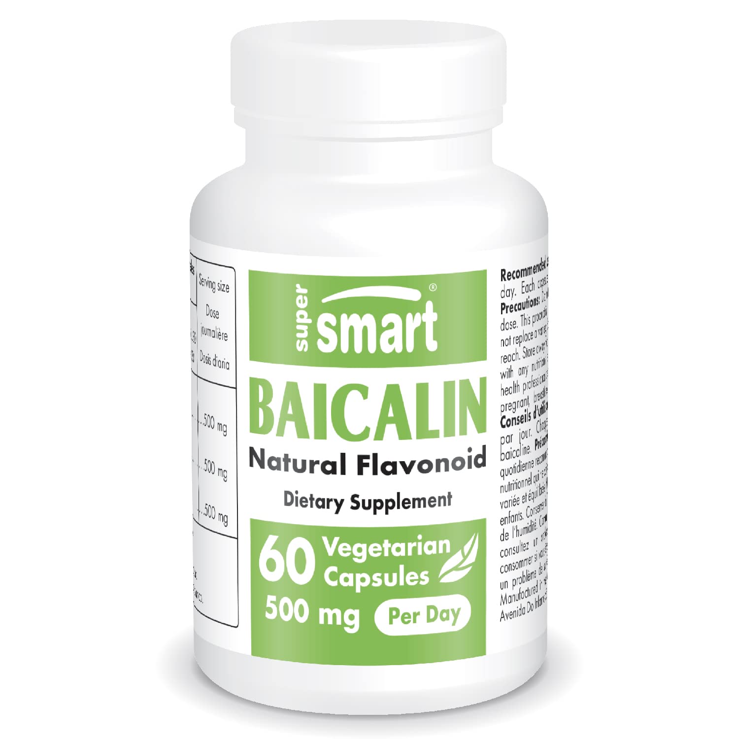 Supersmart - 90% Baicalin 500mg per Day (Scutellaria Baicalensis) - Chinese Skullcap 