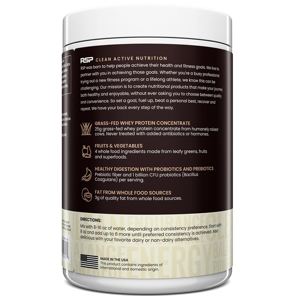 TrueFit Grass-Fed Whey Protein Powder + Fiber & Probiotics, Vanilla Shake - 25g Gut Healthy Protein with Fiber, Probiotics & Non-GMO Superfoods for Complete Meal Replacement Shake with Nothing Fake