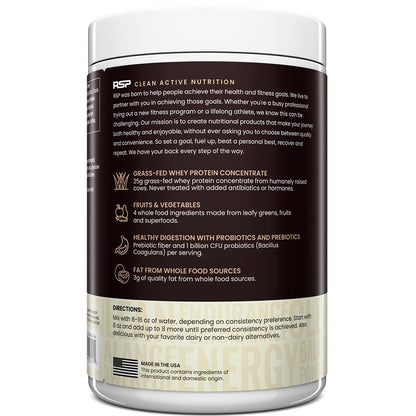 TrueFit Grass-Fed Whey Protein Powder + Fiber & Probiotics, Vanilla Shake - 25g Gut Healthy Protein with Fiber, Probiotics & Non-GMO Superfoods for Complete Meal Replacement Shake with Nothing Fake
