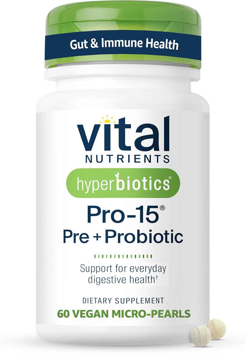 Hyperbiotics Vital Nutrients Family Probiotic Bundle - Pro-15 Prebiotics + Probiotics for Adults (60 Time Release Pearls) & Pro-Kids Chewable Probiotic Tablets (60 Count)