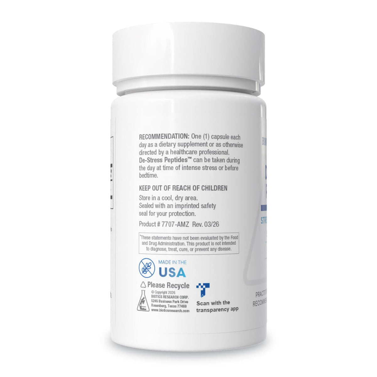 BIOTICS RESEARCH De-Stress Patented Nutrient Designed to Support Calmness, Healthy Sleep Habits, All-Natural Supports Mental Wellness & Calm. 30 Capsules