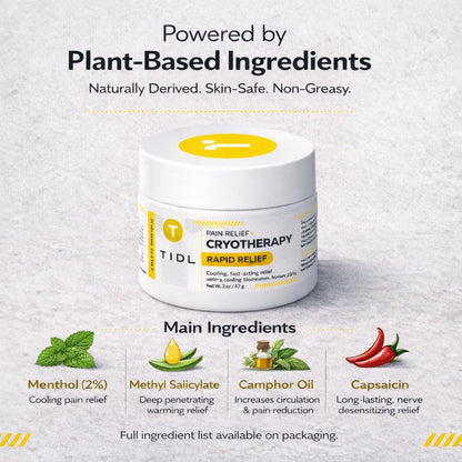 TIDL Cryotherapy Pain Relief Plant-Based Menthol Cream, 3 fl oz