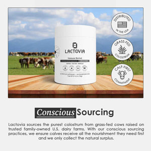 LACTOVIA Bovine Colostrum Powder - Grass-Fed Organic Colostrum Supplement - Gut & Immune Health Support - Raw, Unflavored - Keto, Gluten & Fat-Free - for Women & Men