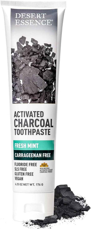 Desert Essence Activated Charcoal Toothpaste, Fluoride Free, 6.25 oz
