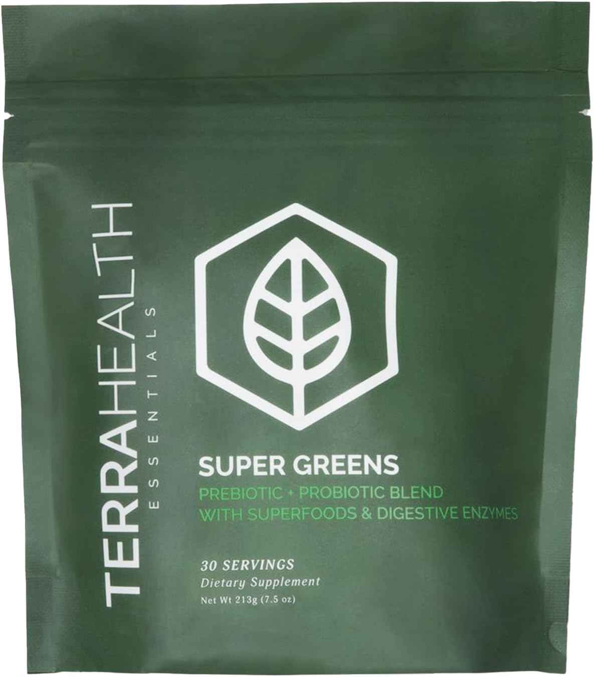 Terra Health Essentials Super Greens - Organic Superfood Greens Powder - Gluten-Free Gut-Friendly Probiotics - 30 Servings
