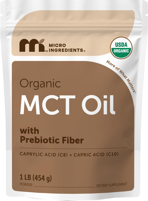 Micro Ingredients Organic MCT Oil Powder with Prebiotic Fiber, 1 lb (16 oz)