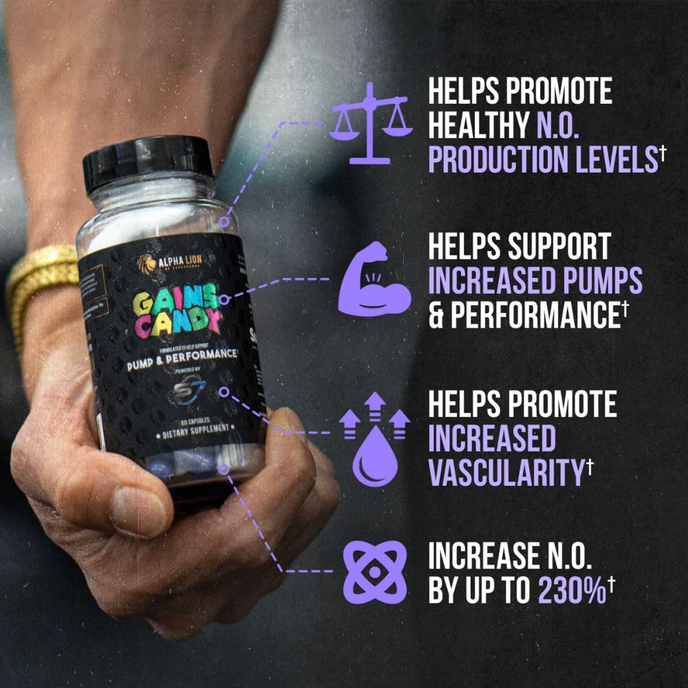 ALPHA LION Gains Candy, Supplement Pills that Support Weight Loss, Appetite Suppressant, Keto-Diet Friendly, Decrease Body Fat, Upgrade Energy & Workout Performance, 60 Capsules (MitoBurn)