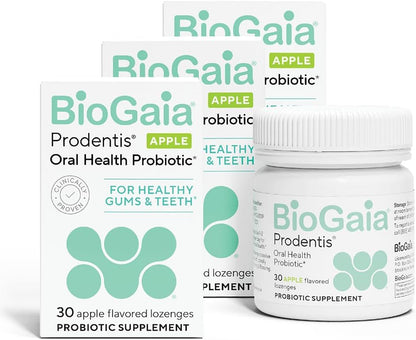BioGaia Prodentis Oral Probiotics for Teeth & Gums and Bad Breath - Apple - Dental Hygienist-Recommended - Promotes Healthy Gums & Improves Oral Health - Fights Bad Breath - Dental Probiotic (3-Pack)