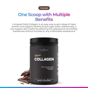 Livingood Daily Vanilla Collagen Powder for Women & Men, Hydrolyzed Collagen Peptides Powder with Vitamin C, Protein with 20 Amino Acids, Type I & III, Grass Fed, Keto, Paleo, Gluten Free, 30 Srvgs