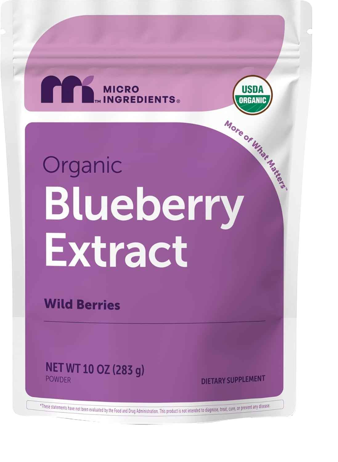 Micro Ingredients Organic Blueberry Extract Powder, 10oz - Natural Fruit Flavor - Freeze-Dried Wild Blueberries Source - No Sugar & Additives - Great for Drinks, Smoothie, & Beverages - Non-GMO & Vegan