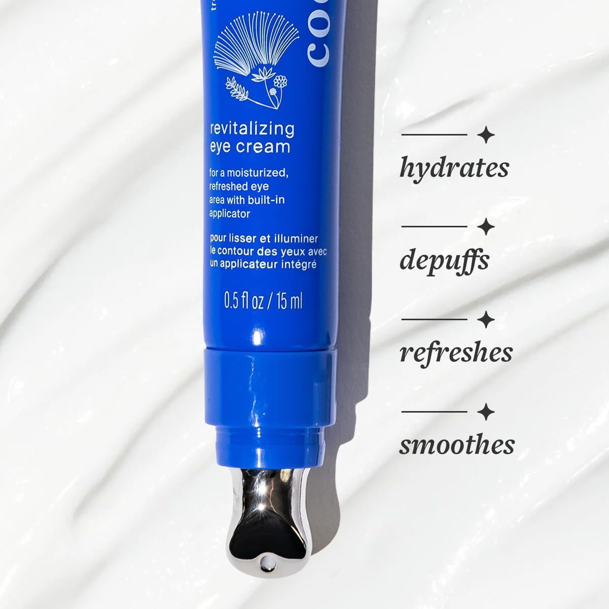 Cocokind Revitalizing Eye Cream – Hydrating & Depuffing Eye Cream with Cooling Metal Applicator for Fine Lines & Wrinkles (0.5 fl oz, 3 Pack)