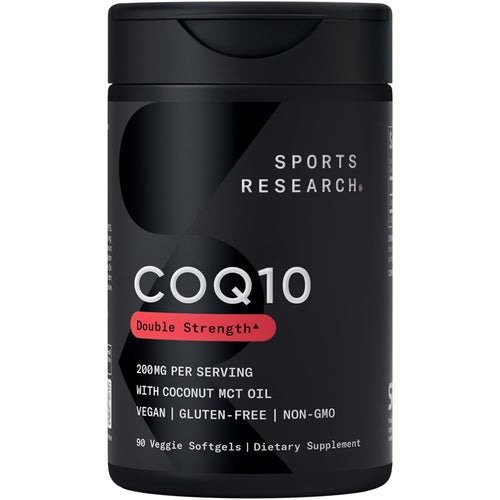 Sports Research CoQ10 (100mg) Enhanced w/Coconut Oil & Bioperine (Black Pepper) for Better Absorption - Vegan Certified, Non-GMO Verified (120 Veggie Softgels)