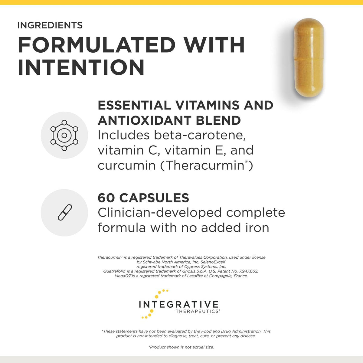Integrative Therapeutics Clinical Nutrients HP - Daily Multivitamin with Antioxidant Support* - No Added Iron - Easy to Swallow - 60 Count (Pack of 1)