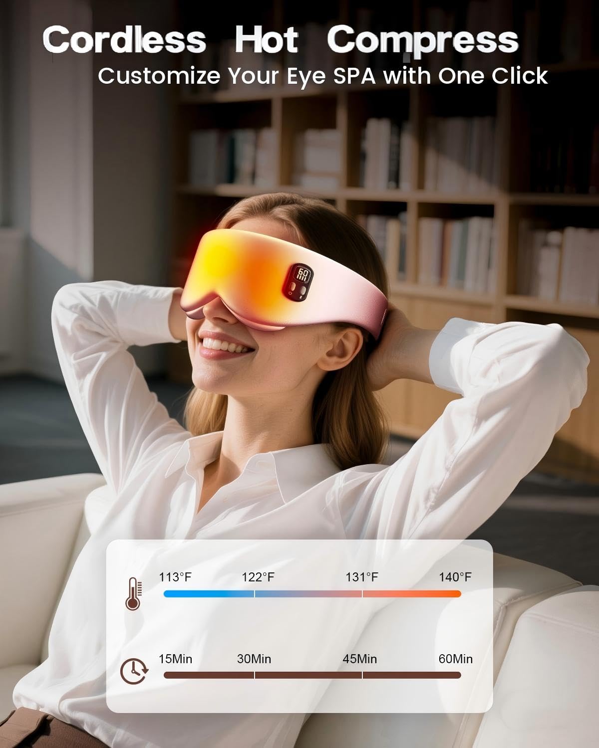 Anydance Cordless Heated Eye Mask – Rechargeable Warm Compress for Dry Eyes & Sleep Relief (Rose Pink)