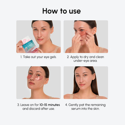 MAREE Pink Eye Gels - Marine Collagen Under Eye Patches with Rose Water for Dark Circles & Puffy Eyes