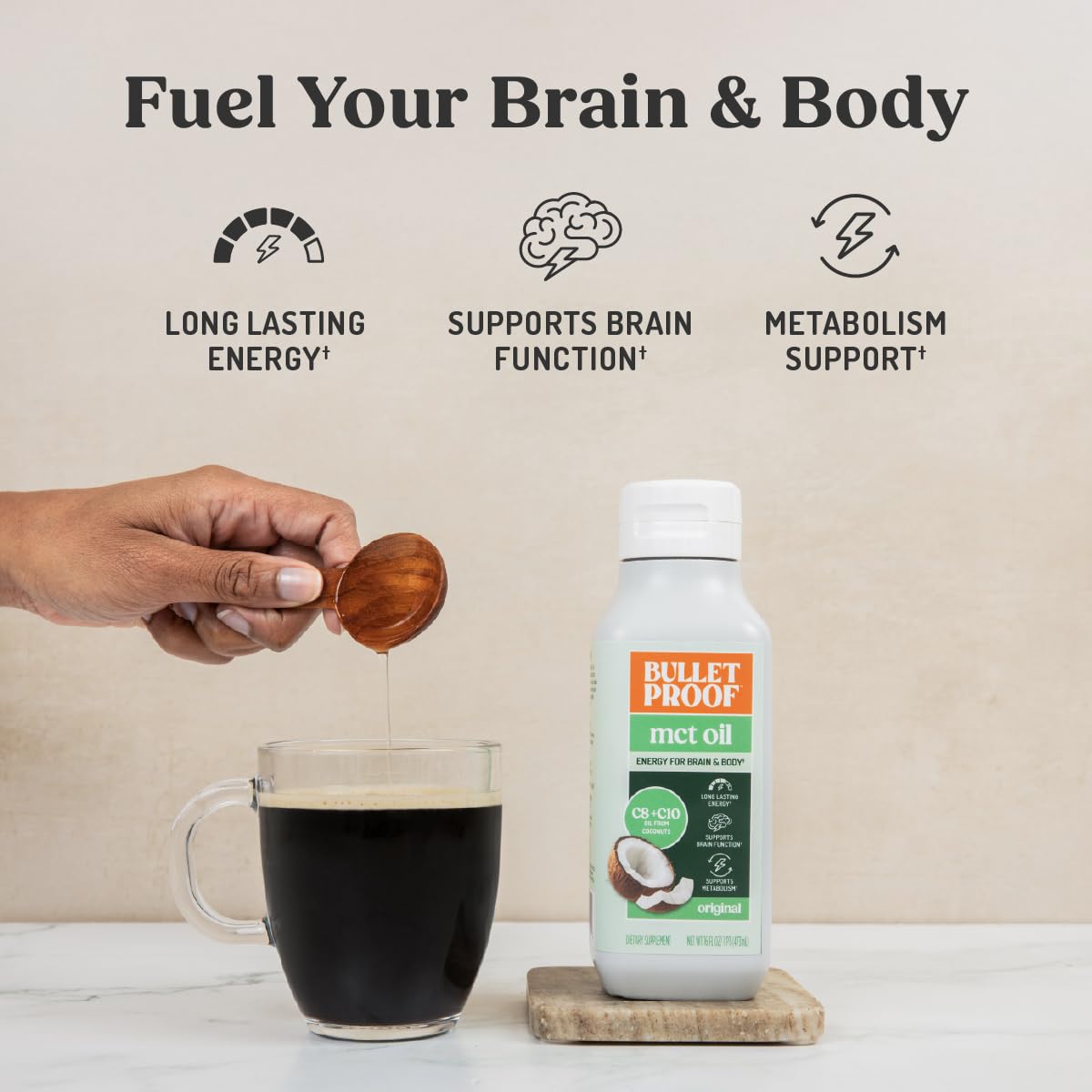 Bulletproof C8 & C10 MCT Oil, 100% Pure Coconut Oil, Unflavored, 16 oz