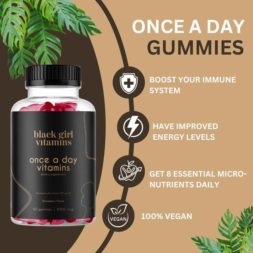 Black Girl Vitamins Look Good Feel Good Bundle - Hair Skin & Nails, Vitamin D3 2000IU & Once a Day Multivitamin - Women's Supplement Bundle