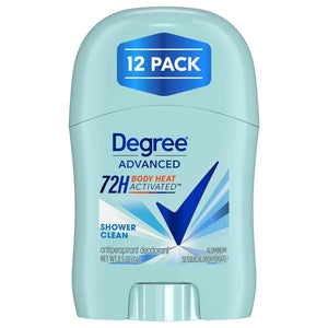 Degree Advanced Travel Deodorant Bulk Variety 24-Pack, 0.5 Oz Ea - 72H Body Heat Activated Mini Antiperspirant Deodorant Bundle - 12 Cool Rush for Men + 12 Shower Clean for Women