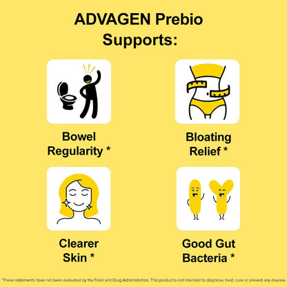 ADVAGEN, Prebio Fiber Supplement Powder Unflavored - Soluble Prebiotic Fiber Powder, Unflavored On The Go Packets, Non GMO Supports Gut Health, Bloating & Constipation Relief for Women Men 30 Servings