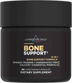 Livingood Daily Calcium Supplement for Women and Men, Bone Support with Vitamin C, Vitamin D3 K2, Magnesium, Zinc, Calcium, Vegetarian Capsules, Non GMO, Gluten Free, 60 Count