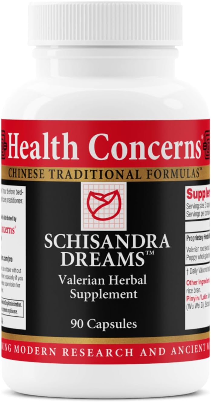 Health Concerns Schisandra Dreams - Sleep Support & Calm Aid Supplement - Valerian & Schisandra Herbal Blend - Restful Sleep, Relaxation, Palpitations, Nighttime Cough - 90 Capsules