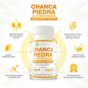 Max Strength Chanca Piedra, Hydrangea & Dandelion Root - Natural Kidney & Gallbladder Formula - Stone Breaker, Flush Impurities, Cleanse Urinary Tract - Enhanced with BioPerine. 60 Veggie Capsules. WiseceuticalBuy Supplements Australia
