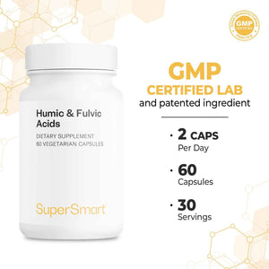 Supersmart - Humic and Fulvic Acid Supplement 300mg per Day (Patented & High Strength) - Fulvic Humic Mineral Blend - Non-GMO & Gluten Free - 60 Vegetarian Capsules