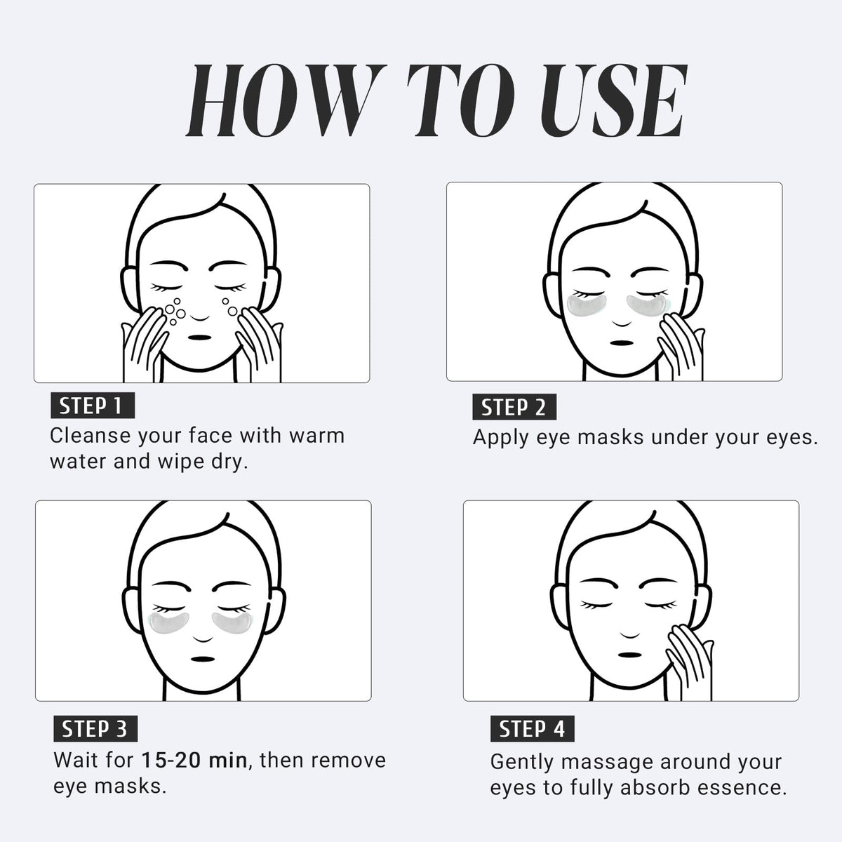 PEAUAMIE Collagen & Peptide Under Eye Patches (30 Pairs) – Rapid Relief for Dark Circles, Puffiness & Fine Lines | Professional Eye Mask Skincare