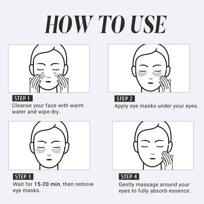 PEAUAMIE Collagen & Peptide Under Eye Patches (30 Pairs) – Rapid Relief for Dark Circles, Puffiness & Fine Lines | Professional Eye Mask Skincare