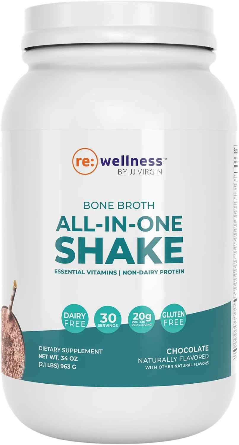 Reignite Wellness by JJ Virgin SHEatine Powder (Unflavored) and Bone Broth All-in-One Shake (Chocolate)