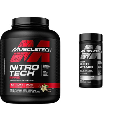 MuscleTech Nitro-Tech Ripped | Lean Whey Protein Powder/Isolate & Platinum Multivitamin