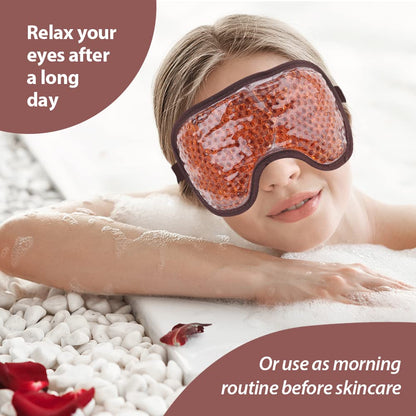 NEWGO Cooling Eye Mask – Cold Ice Pack for Puffy Eyes, Dark Circles, Headache & Stress Relief (Brown)