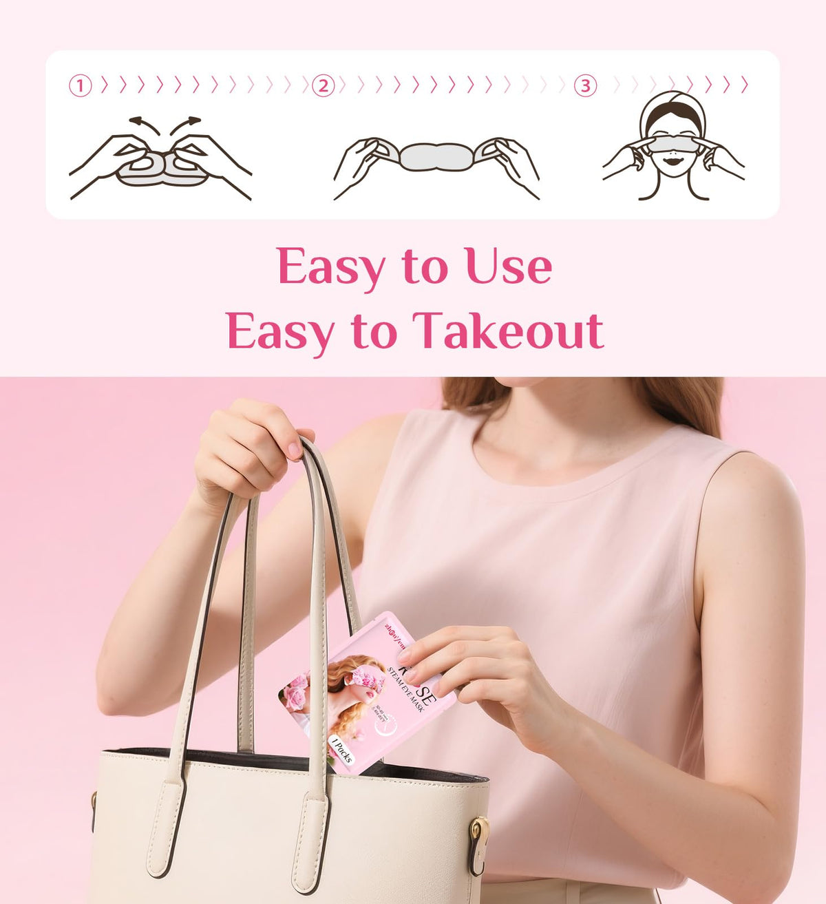 ZHENYEMEI Rose Heated Eye Mask - Self-Heating Warm Compress for Dry Eyes, Puffiness & Dark Circles - Relaxing Rose Scent (18 Packs)