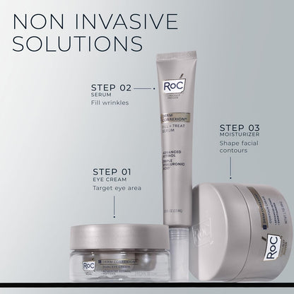 RoC Derm Correxion Dual Eye Cream (0.68 oz) with Advanced Retinol & Peptides – 2-in-1 Treatment for Eye Lifting & Wrinkle Smoothing | Bonus Retinol Packette