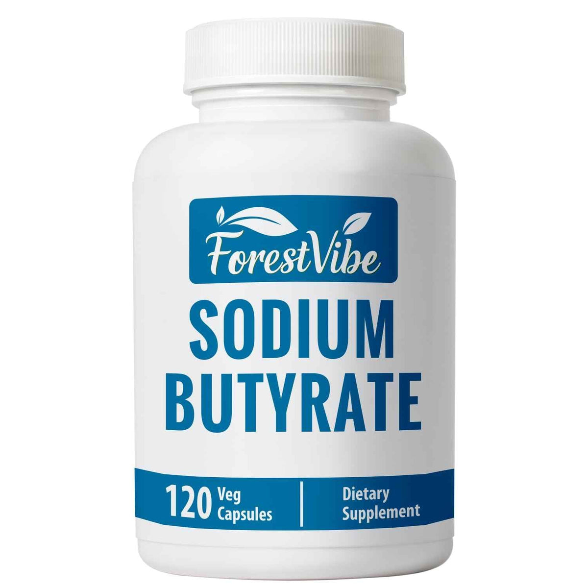 ForestVibe Sodium Butyrate Supplement 1200mg, Yielding 960mg Butyric Acid, 120 Vegan Capsules, 2 Month Supply, Non-GMO