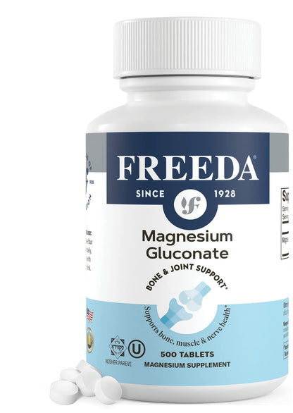 Freeda Magnesium Gluconate Vegan Supplement - 100 Tablets - Gentle and Highly Absorbable Magnesium Gluconate Supplement - Supporting Bone, Nerve & Muscle Function