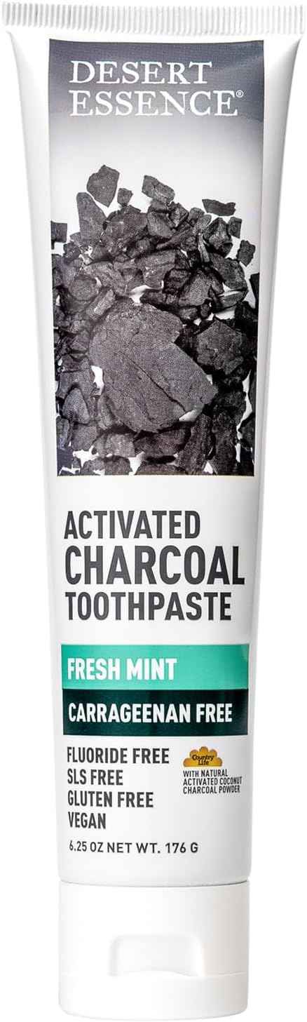 Desert Essence Activated Charcoal Toothpaste, Fluoride Free, 6.25 oz