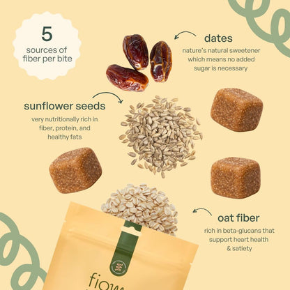 Fiome Fiber Bites - 5g Daily Fiber Supplement - Supports Regularity, Digestion and Gut Health - All Natural Ingredients, 30 Servings, Vanilla Bean Flavor